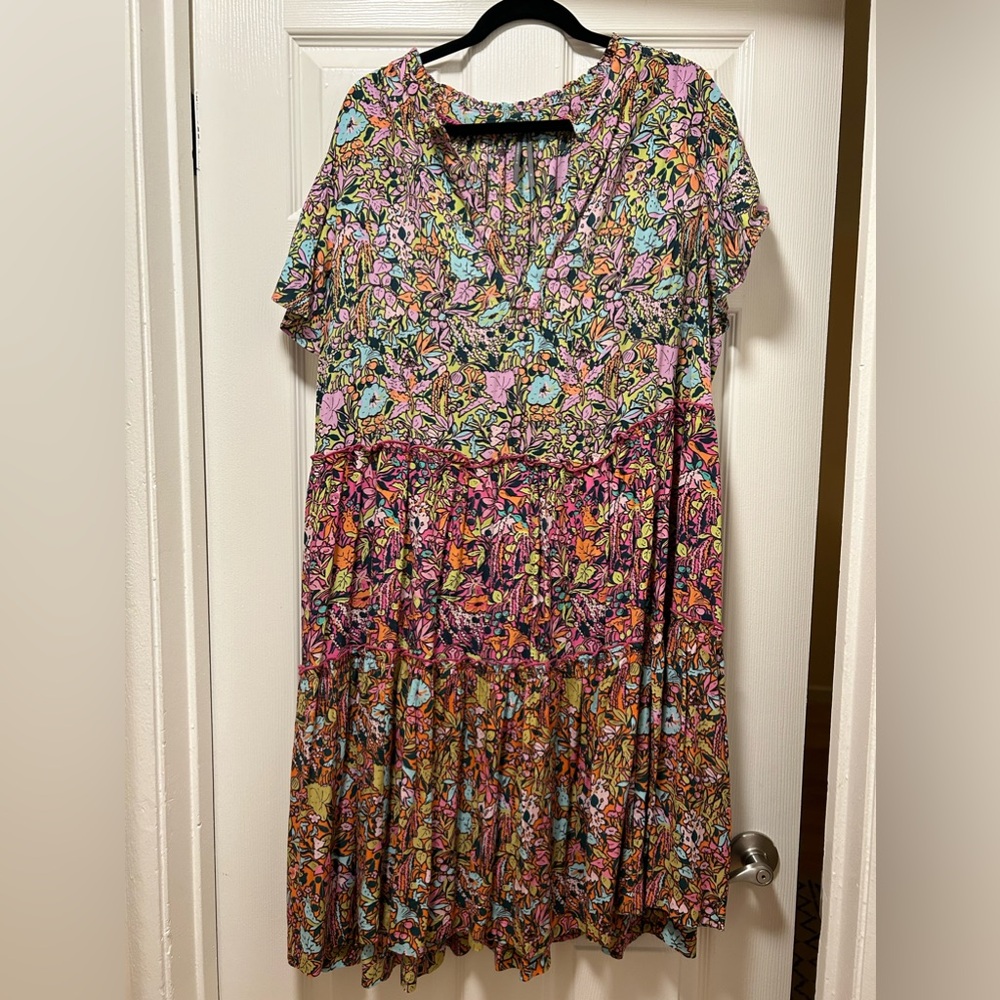 Anthropologie Printed Empire Waist Dress Size 2XL 100% Viscose